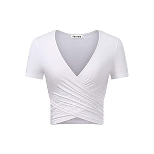 V-neck slub cotton-jersey White top