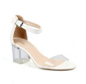 Nature Breeze Clear Heel Women's Chunky High Heel Sandals In White