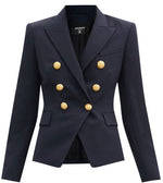 Load image into Gallery viewer, Double-breasted Wool-twill Blazer - Navy
