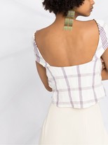 Check-Pattern Short-Sleeve Blouse top