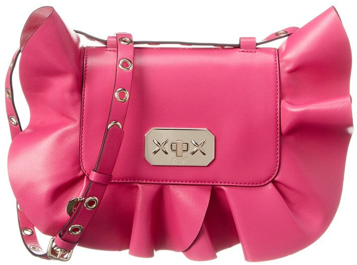 RED VALENTINO: Rock Ruffles Red (V) leather bag with ruffles - Black