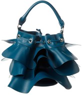 Ruffle Leather Bucket Bag