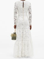 Load image into Gallery viewer, Tiered Floral-embroidered Tulle Gown - White
