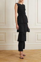 Load image into Gallery viewer, Aramon Tiered Shirred Voile Maxi Dress - Black
