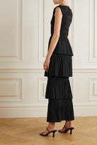 Aramon Tiered Shirred Voile Maxi Dress - Black
