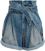 Load image into Gallery viewer, Vintage Stone Denim Paperbag Shorts
