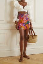 Load image into Gallery viewer, The Lovestruck Belted Paisley-printed Linen Shorts - Mustard
